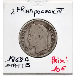 2 francs Napoléon III tête laurée 1868 A Paris B