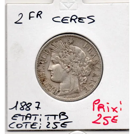 2 Francs Cérès 1887 A TTB Paris