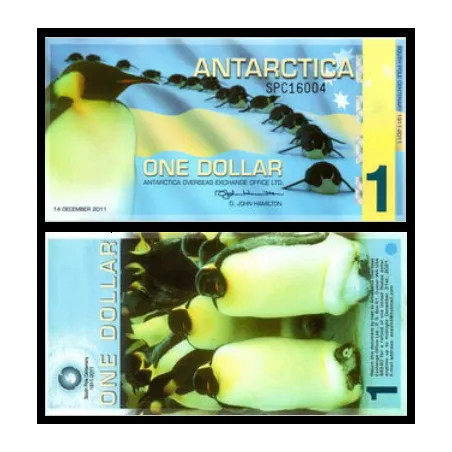 Antarctica ,Billet commémoratif de 1 dollar manchot 2011