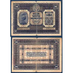 Italie P.M6, TB scotché Billet de 10 Lire 1918 Cassa veneta dei Prestiti