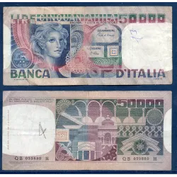 Italie P.107c, TB ecrit Billet de 50000 Lire 1980 Savini