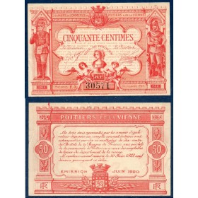 Poitiers 50 centimes, TTB, 06.1920 Pirot 101.11 Billet de la chambre de commerce