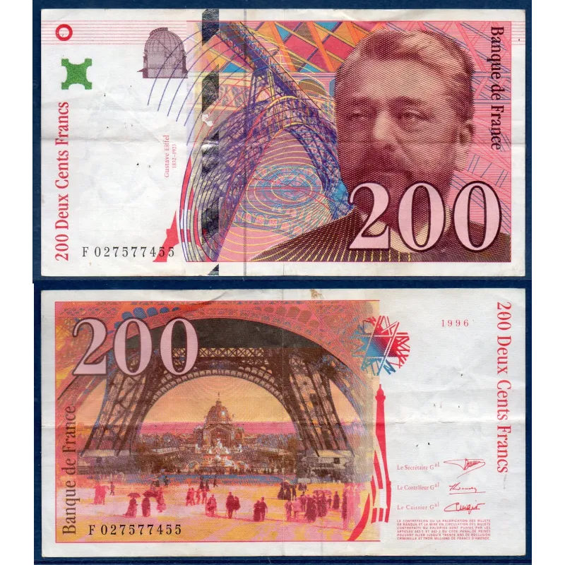 200 Francs Eiffel, TB, 1996 Billet de la banque de France 200 Francs Eiffel, TB, 1996 Billet de la banque de France