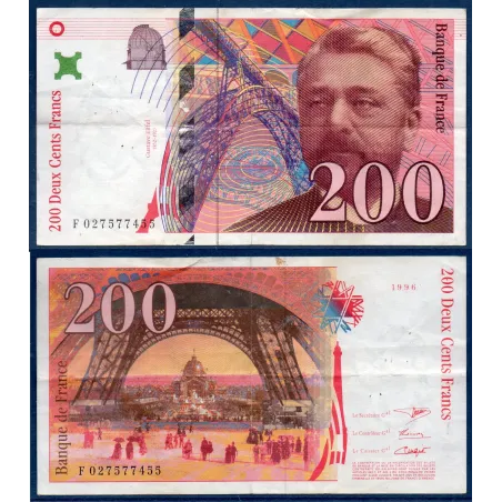 200 Francs Eiffel, TB, 1996 Billet de la banque de France