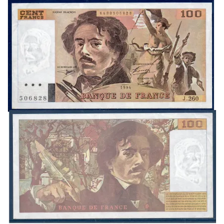100 Francs Delacroix, TTB, 1994 Billet de la banque de France