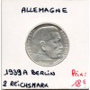 Allemagne 2 reichsmark 1939 A, Sup +, KM 93 pièce de monnaie