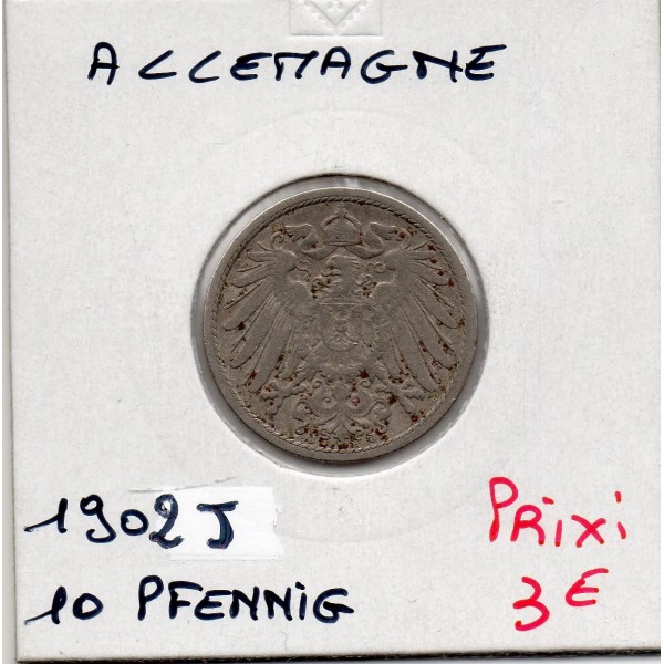 Allemagne 10 pfennig 1902 J, TTB KM 12 pièce de monnaie