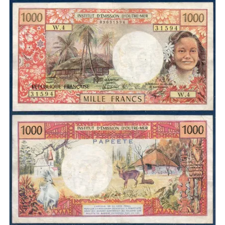 Tahiti P.27c, TB Billet de 1000 Francs 1983 Eglise de Vao