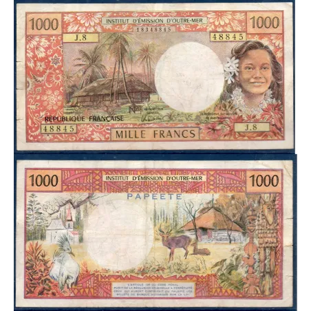 Tahiti P.27d, TB Billet de 1000 Francs 1985 Eglise de Vao