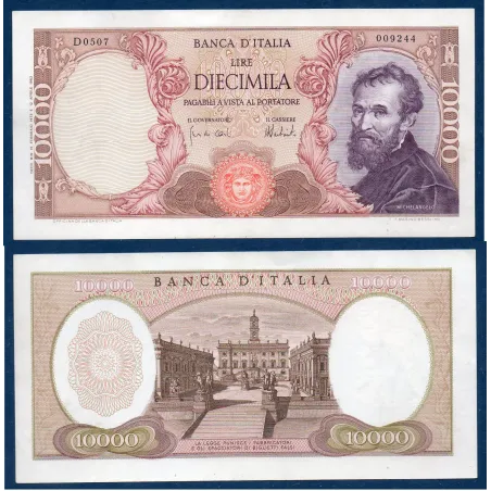 Italie P.97f, TTB+ Billet de 10000 Lire 1973 Michelangelo
