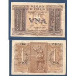 Italie P.26, Billet de 1 Lira 1939 Statue d'Auguste
