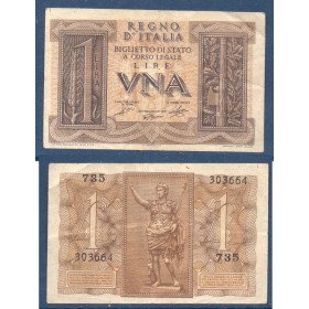 Italie P.26, Billet de 1 Lira 1939 Statue d'Auguste