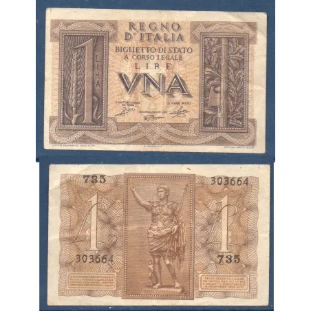 Italie P.26, Billet de 1 Lira 1939 Statue d'Auguste