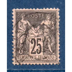 Timbre France Yvert No 97 Type II Sage 25c noir s. rose Oblitéré