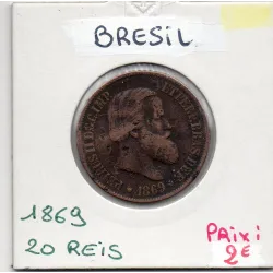 Brésil 20 reis 1869, TB, KM.474 Pedro II