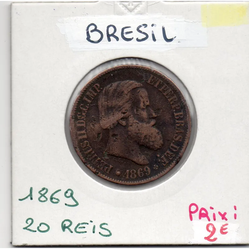 Brésil 20 reis 1869, TB, KM.474 Pedro II Brésil 20 reis 1869, TB, KM.474 Pedro II
