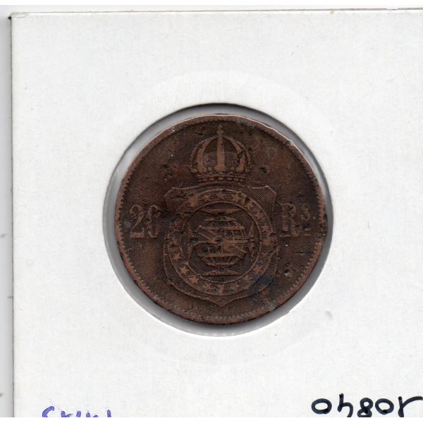 Brésil 20 reis 1869, TB, KM.474 Pedro II