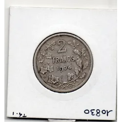 Belgique 2 Francs 1904 en Français, TB, KM 58 pièce de monnaie