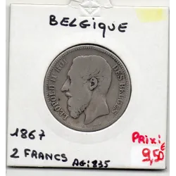 Belgique 2 Francs 1867 en Français, B, KM 30 pièce de monnaie