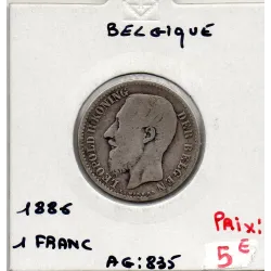 Belgique 1 Franc 1886 en Flamand, TB, KM.29 Leopold II