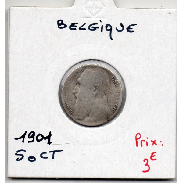 Belgique 1/2 Franc 1901 en Français B, KM 50 pièce de monnaie
