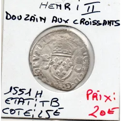Douzain aux croissants Henri II TB (1551 H) La Rochelle