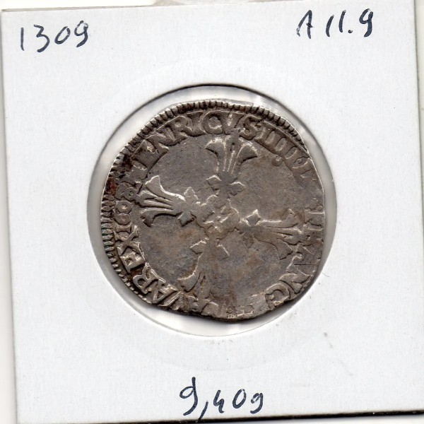 1/4 ou quart d'Ecu Croix de Face 1608 9 Rennes Henri IV