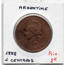 Argentine 2 centavos, 1888, TB, KM 33 pièce de monnaie