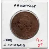 Argentine 2 centavos, 1888, TB, KM 33 pièce de monnaie