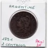 Argentine 2 centavos, 1891, TTB-, KM 33 pièce de monnaie