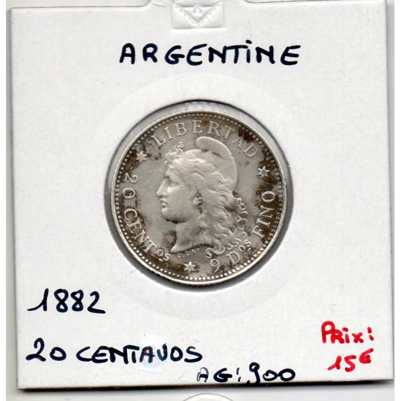 Argentine 20 centavos, 1882, TTB, KM 27 pièce de monnaie