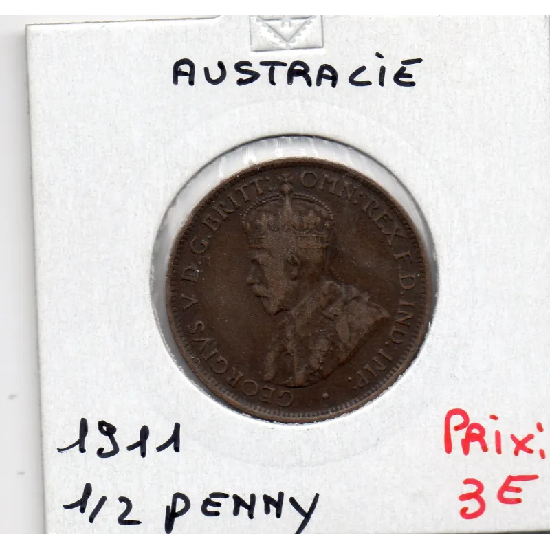 Australie 1/2 penny 1911, TTB, KM 22 pièce de monnaie