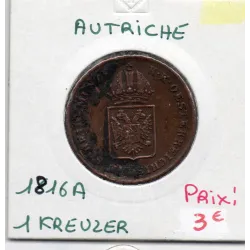 Autriche 1 kreuzer 1816 A Vienne, TB, KM 2113 pièce de monnaie