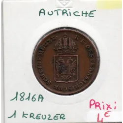 Autriche 1 kreuzer 1816 A Vienne, TB+, KM 2113 pièce de monnaie