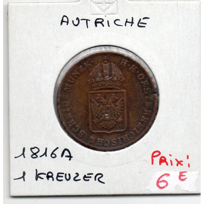 Autriche 1 kreuzer 1816 A Vienne, TTB+, KM 2113 pièce de monnaie