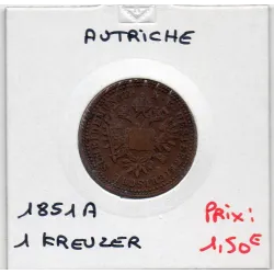 Autriche 1 kreuzer 1851 A Vienne, TB, KM 2185 pièce de monnaie