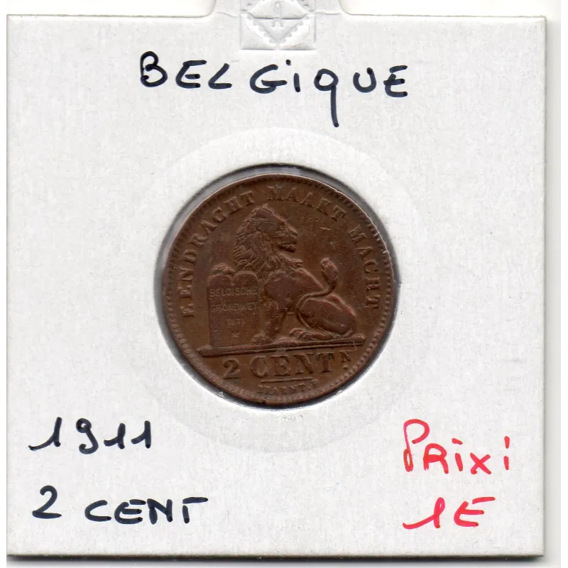 Belgique 2 centimes 1911 en Flamand, TB, KM 36 pièce de monnaie Belgique 2 centimes 1911 en Flamand, TB, KM 36 pièce de monnaie