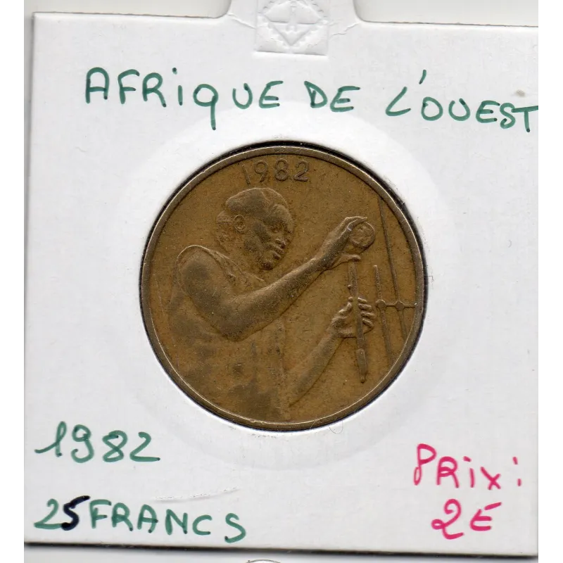 Etats Afrique Ouest 25 francs 1982 TTB KM 9 pièce de monnaie Etats Afrique Ouest 25 francs 1982 TTB KM 9 pièce de monnaie