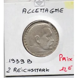 Allemagne 2 reichsmark 1939 B, Sup KM 93 pièce de monnaie