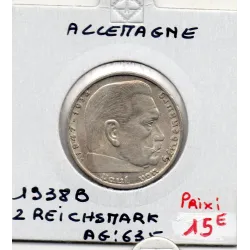 Allemagne 2 reichsmark 1938 B, Sup, KM 93 pièce de monnaie