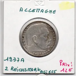 Allemagne 2 reichsmark 1937 A, TTB, KM 93 pièce de monnaie