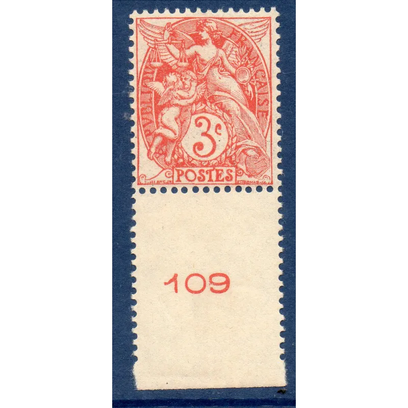 Timbre Yvert No 109g type blanc couleur rouge luxe** signé Timbre Yvert No 109g type blanc couleur rouge luxe** signé
