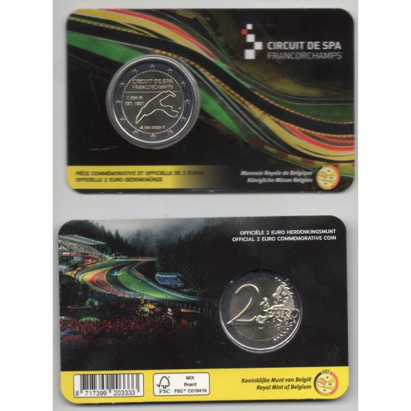 2 euro commémorative Belgique 2025 Circuit de Spa version Française pièce de monnaie €