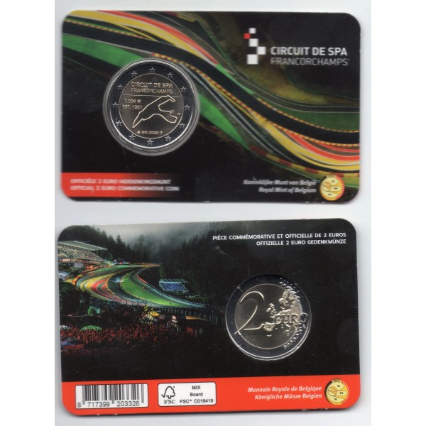 2 euro commémorative Belgique 2025 Circuit de Spa version Flamande pièce de monnaie €