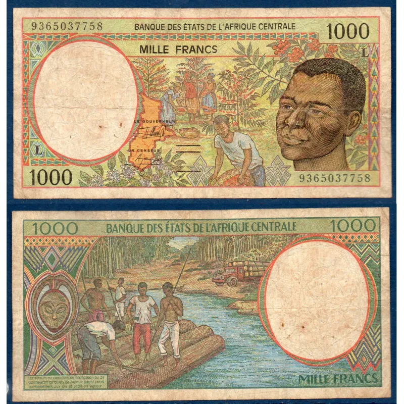 Afrique Centrale P.402La, B Billet de 1000 Francs CFA 1993 Gabon