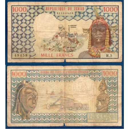 Tchad Pick N°3a, B Billet de 1000 francs 1974 rare