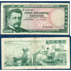 Islande P.45a, B Billet de 500 kronur 1961 Hannes Hafstein