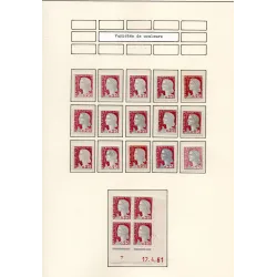 Timbre Yvert No 1263 ensemble 15 timbres avec variantes de couleur Marianne de Decaris