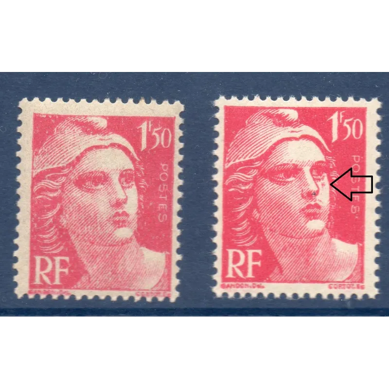 Timbre Yvert No 712 point sous oeil variété de poinçon , neuf ** type marianne de Gandon