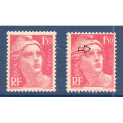 Timbre Yvert No 712 trace sur le front variété de poinçon , neuf ** type marianne de Gandon